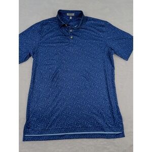 Peter Millar Shirt M Blue Summer Comfort Wine Theme All Over Print *Embroidered